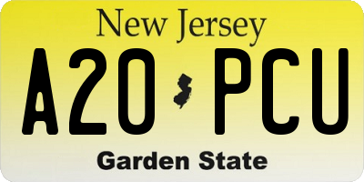 NJ license plate A20PCU