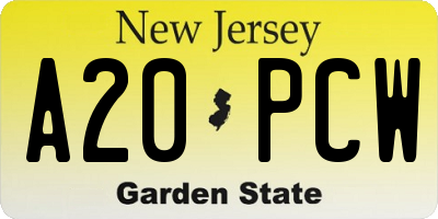 NJ license plate A20PCW