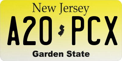 NJ license plate A20PCX