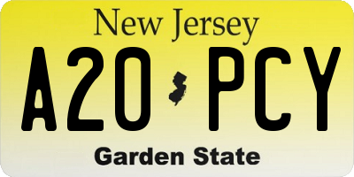 NJ license plate A20PCY