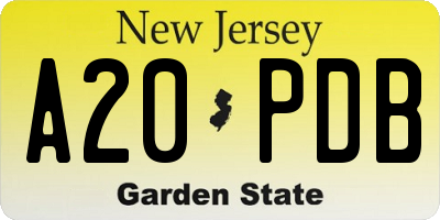 NJ license plate A20PDB