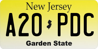 NJ license plate A20PDC