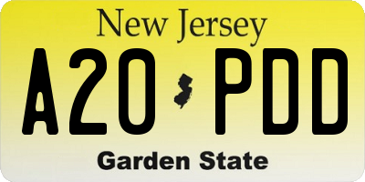 NJ license plate A20PDD