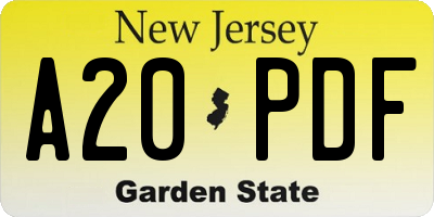NJ license plate A20PDF