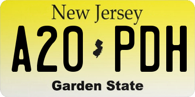 NJ license plate A20PDH
