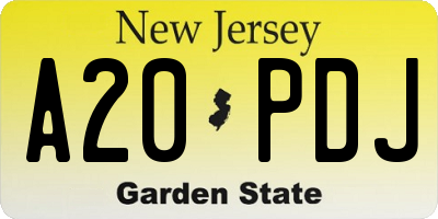 NJ license plate A20PDJ