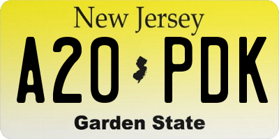 NJ license plate A20PDK