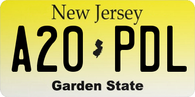 NJ license plate A20PDL