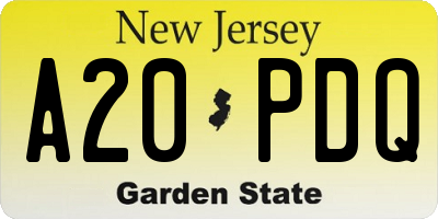NJ license plate A20PDQ
