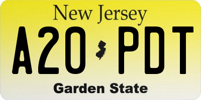 NJ license plate A20PDT