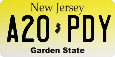 NJ license plate A20PDY