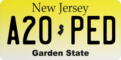 NJ license plate A20PED