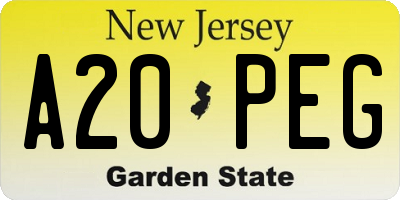 NJ license plate A20PEG