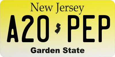 NJ license plate A20PEP
