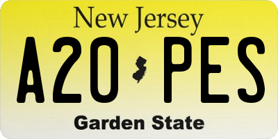 NJ license plate A20PES