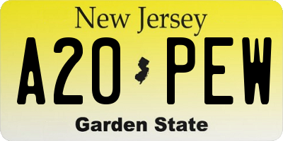 NJ license plate A20PEW