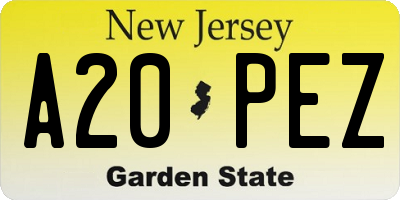 NJ license plate A20PEZ