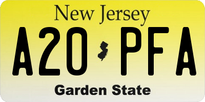 NJ license plate A20PFA