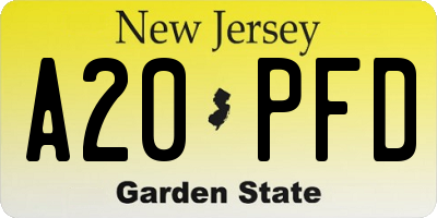 NJ license plate A20PFD