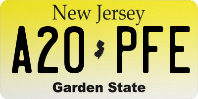 NJ license plate A20PFE