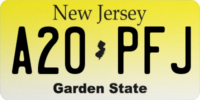 NJ license plate A20PFJ