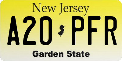 NJ license plate A20PFR