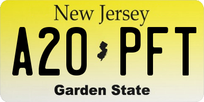NJ license plate A20PFT
