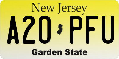 NJ license plate A20PFU