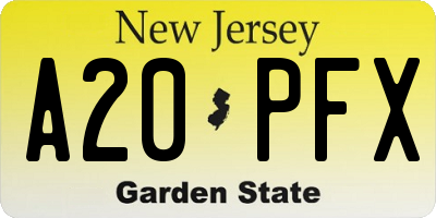 NJ license plate A20PFX