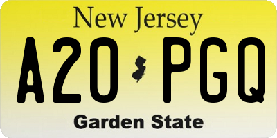 NJ license plate A20PGQ