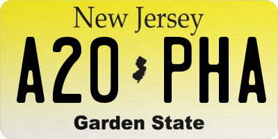 NJ license plate A20PHA