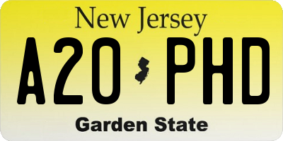 NJ license plate A20PHD