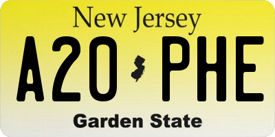 NJ license plate A20PHE