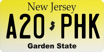 NJ license plate A20PHK