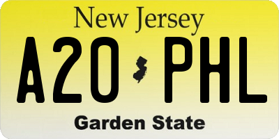NJ license plate A20PHL