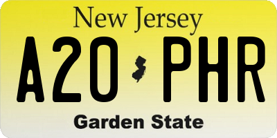 NJ license plate A20PHR
