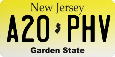 NJ license plate A20PHV