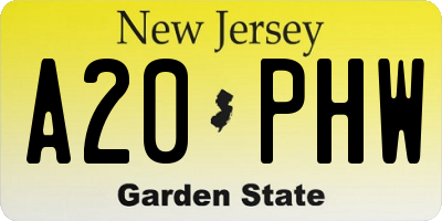 NJ license plate A20PHW
