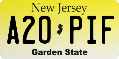 NJ license plate A20PIF