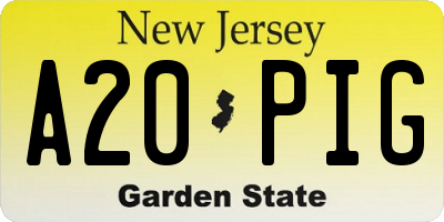 NJ license plate A20PIG