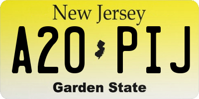 NJ license plate A20PIJ