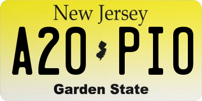 NJ license plate A20PIO