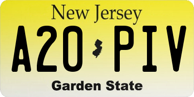 NJ license plate A20PIV