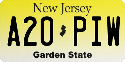 NJ license plate A20PIW
