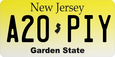 NJ license plate A20PIY