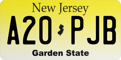 NJ license plate A20PJB