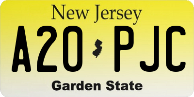 NJ license plate A20PJC
