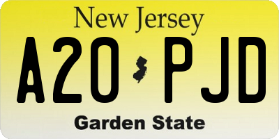 NJ license plate A20PJD