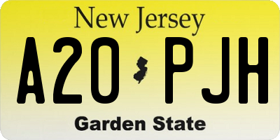 NJ license plate A20PJH