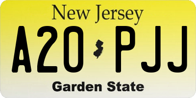 NJ license plate A20PJJ